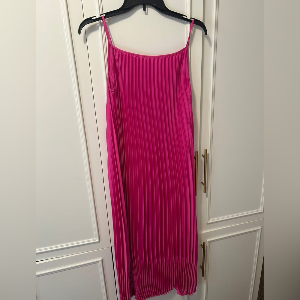 Vibrant Pink Pleated Dress